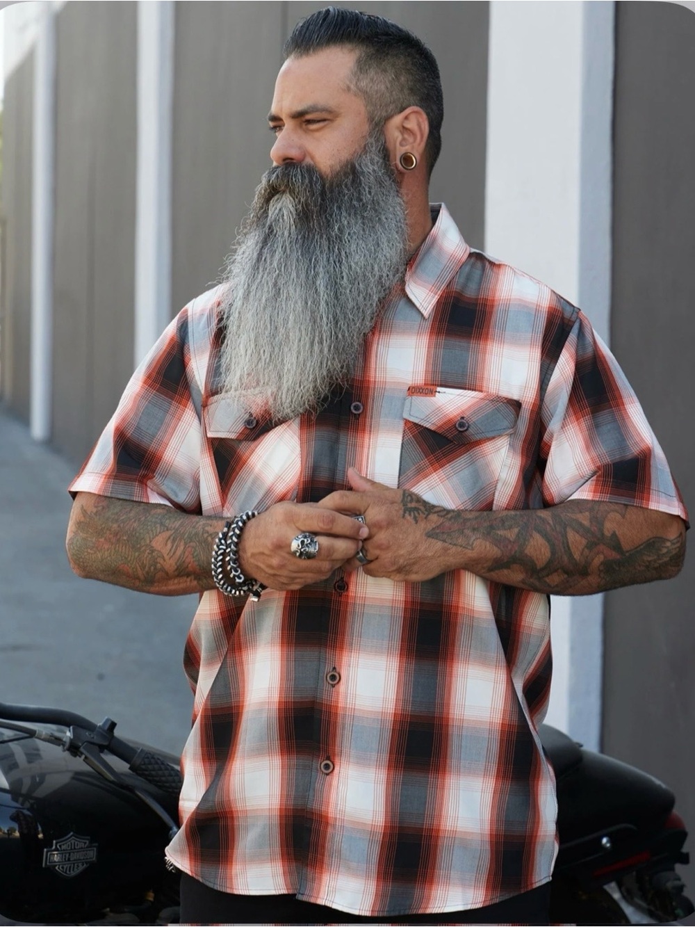Dixxon Flannel Co. THE THROTTLE Bamboo SOLD OUT LIMITED Ed. Black Orange Plaid L